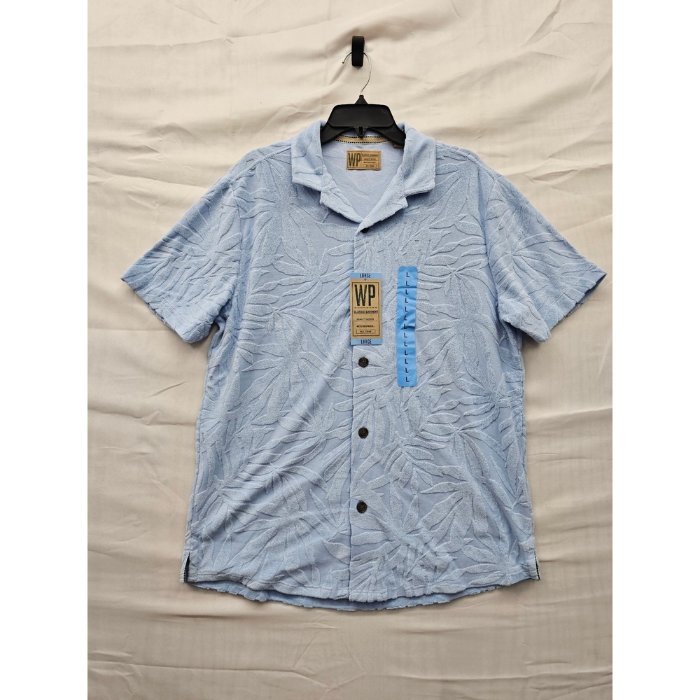 Weatherproof‎ Mens Camp Short Sleeve Shirt Blue Cotton Blend Relaxed Size Large
